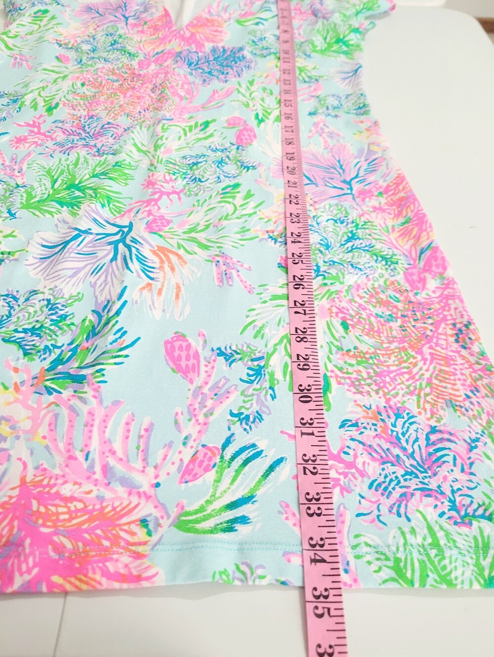 Lilly Pulitzer Women's Shift Dress Size Large Blue Pink Tropical Coral Print - Picture 10 of 11